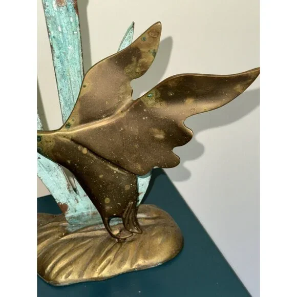 Vintage Brass Flying Duck Bird Goose Cattails Figurine Statue Decor Figure - Picture 3 of 9